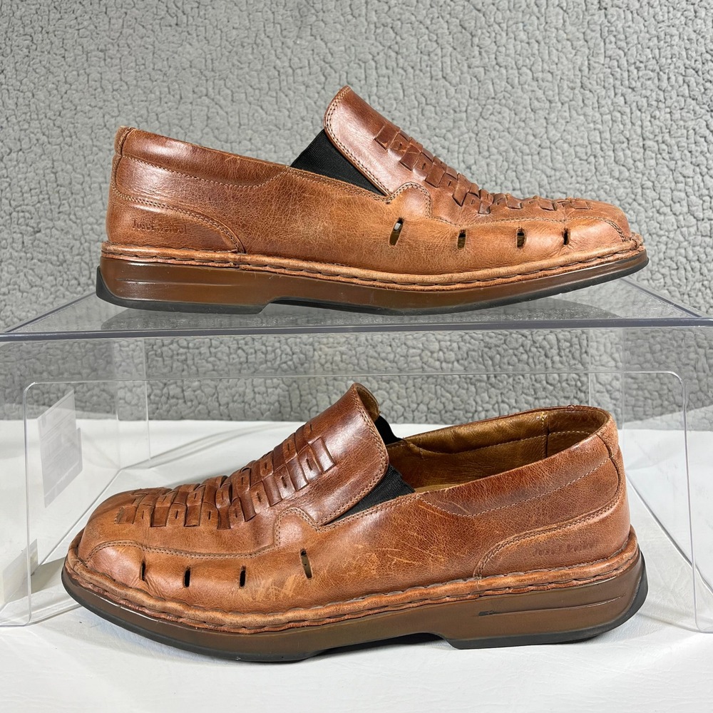 Josef Seibel Leather Fisherman Loafers Men's Slip On Shoes Size 44 US 10.5 Brown